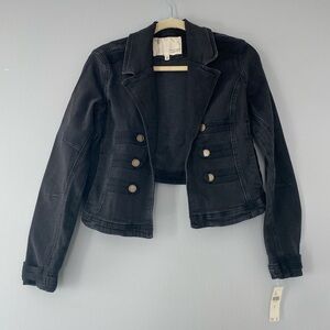 NWT Anthropologie pilcro black cropped military jean jacket small